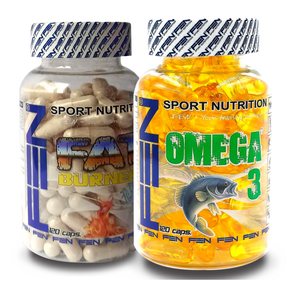 FEN Omega 3 120 Capses. + FEN Lipo -Brenner 120 KAPS (Nahrungsergänzungsmittel für Cholesterinsenkung)