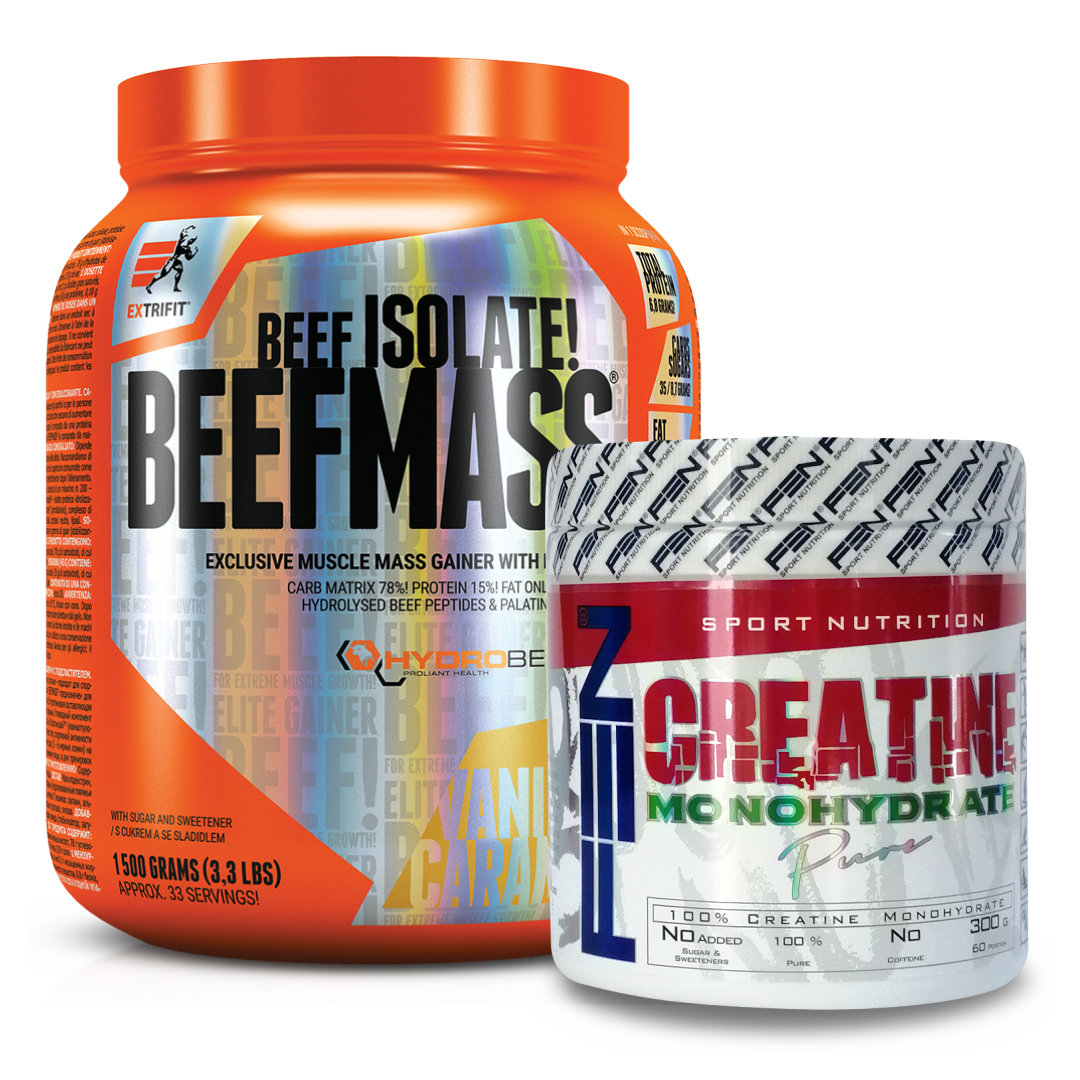 Rinkinys masės auginimui Beef mass + creatine monohydrate