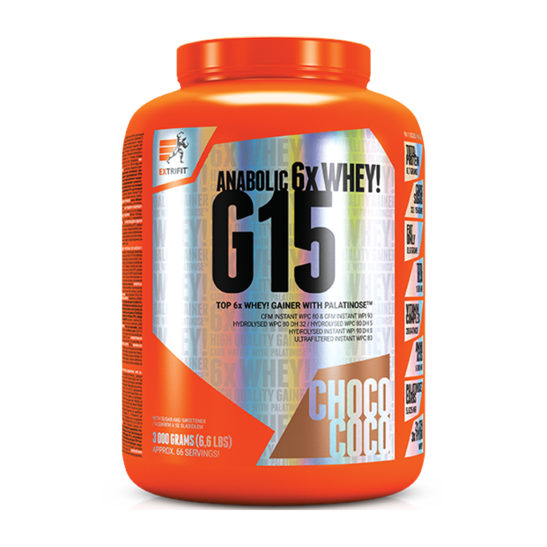 Extrifit G 15 ANABOLIC GAINER 3000 g. Kokteilis raumenų masės auginimui