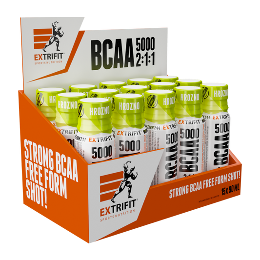 Extrifit SHOT BCAA 5000 mg 15 vnt x 90 ml BCAA amino rūgštys vynuogių skonio