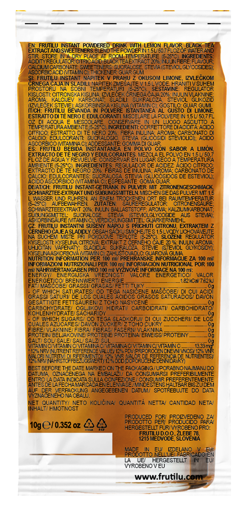 Frutilu becukris gėrimas šaltos citrinų arbatos skonio - FEN sport nutrition